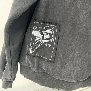 T-shirt surdimensionné pour homme en coton 100% imprimé sur mesure, effet délavé, manches longues, motif vintage - Product Image 3