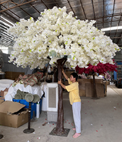 Grand arbre artificiel de cerisier en fleurs blanc d'automne avec pot, décoration de paysage pour la maison, mariage, intérieur, 7 pieds