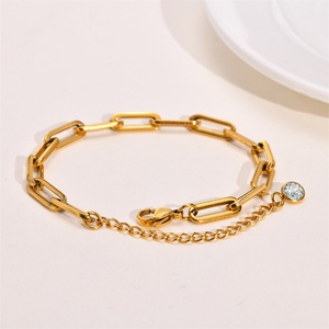 Pulseras de Cadena con Colgante Redondo de Circonio Chapado en Oro para Mujer - Product Image 2