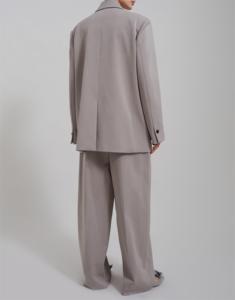 <strong>New</strong> Fashion Design <strong>Spring</strong> <strong>New</strong> Women's Loose Casual Double Breasted Suit Jacket <strong>and</strong> Wide Leg Pant Linens Set - Product Image 3