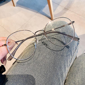 Montures de lunettes ovales en métal pour femmes et hommes, monture complète, verres PC anti-UV et anti-lumière bleue, lunettes rondes unisexes O1 6120 - Product Image 4