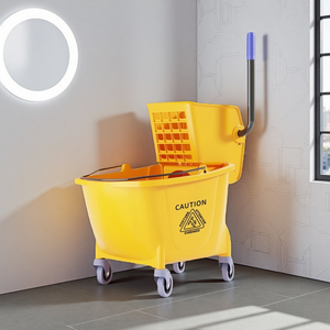 Chariot <span class=keywords><strong>de</strong></span> nettoyage mobile pour hôtel et restaurant, essoreur <span class=keywords><strong>à</strong></span> serpillière manuel, roues silencieuses, plastique épais - Product Image 1