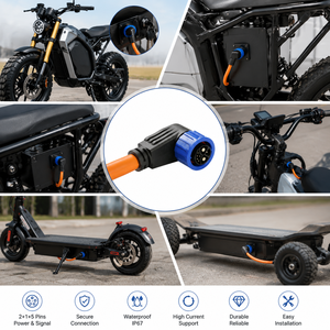 Connecteur M23 2+1+5 broches 50A à angle droit, câble avec gaine orange pour conversion de vélo électrique et trottinette électrique - Product Image 4