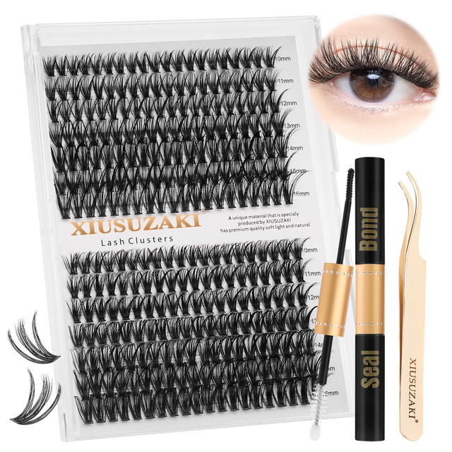 XIUSUZAKI Private Label Long Natural Makeup Accessory Individual Cluster Lashes Handmade Segmented DIY Kit