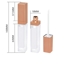 Tubes cosmétiques carrés et rectangulaires en ABS de 7 ml avec couvercle à charnière, éclairés par LED, pour brillant à lèvres et emballage de gloss.