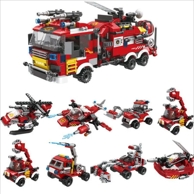 100pcs 8in1 पुलिस हेलीकाप्टर कार इमारत ब्लॉकों के लिए संगत Legoed शहर निर्माण ईंटों खिलौने बच्चों brinquedos
