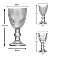 Verres à vin rouge en verre gaufré à long pied JH 2026, personnalisables avec logo, pour fêtes et mariages, style rétro, type gobelet