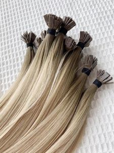 Extensioni per <span class=keywords><strong>capelli</strong></span> lisci <span class=keywords><strong>biondo</strong></span> <span class=keywords><strong>cenere</strong></span> con punta piatta, 100% <span class=keywords><strong>capelli</strong></span> umani Remy, cheratina pre-incollata per styling professionale all'ingrosso - Product Image 2