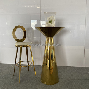 Mesa de <span class=keywords><strong>Bar</strong></span> Redonda de Acero Inoxidable en Oferta, Juego de Mesa Alta con Sillas para Restaurantes y Bares - Product Image 2