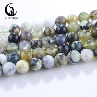 Zhe Ying 6mm 8mm 10mm runde natürliche grüne Opal perlen Kristall lose Edelstein grüne Opal perlen