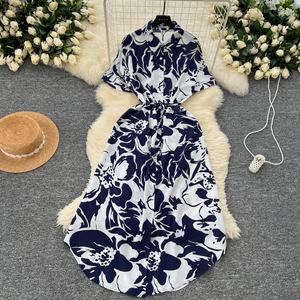 <span class=keywords><strong>Robe</strong></span> Femme Imprimée Amincissante Style Rétro Français à Boutonnage Simple, Nouvelle Collection Été 2026, Vente en Gros pour Boutiques - Product Image 6