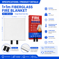 Couverture anti-feu certifiée CE 1x1m en fibre de verre et PVC, avec sac souple et boîte colorée, pour la protection contre les incendies d'huile en cuisine