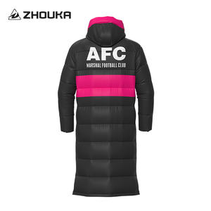 定制标志防风防水羽绒足球夹克外套拉链连帽冬季长袖户外足球夹克蓬松外套 - Product Image 3