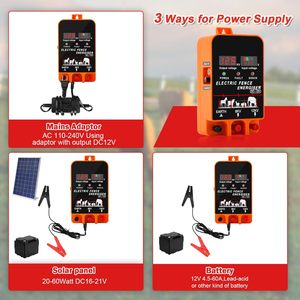 Cargador de Cerca Eléctrica 200 Acres 5.5J, Fuente de Alimentación AC 2 en 1, con Pantalla y Alarma, Sin Control Remoto, 605 Fence - Product Image 1