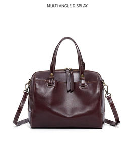 Sac à main en cuir véritable imperméable pour femmes, sac à main de luxe de créateur, grand sac fourre-tout à bandoulière marron - Product Image 4