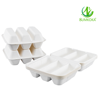 Boîte à tacos jetable en pulpe de canne à sucre SUMKOKA avec séparateurs, barquettes à tacos en bagasse à emporter, boîtes à tacos à clapet