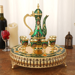 Classic and elegant castle-style <b>wine</b> set with high tray, Chinese home decor, <b>wine</b> bottle and glasses, collectible art piece - Product Image 2