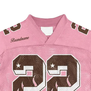 Women <b>Pink</b> Mesh <b>Football</b> Jersey Drip Graphic Number Print Short Sleeve Breathable Polyester Streetwear Sportswear <b>Top</b> - Product Image 2