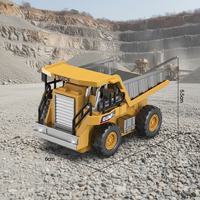 Camion benne RC MILI à l'échelle 1:64, 9 canaux, télécommandé, prêt à l'emploi, mini-jouet électrique avec benne métallique, portée de 20 m, chargeur et éclairage