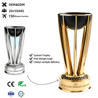 Trophée de basket-ball en métal personnalisé avec dôme noir, poignées en arc or et argent, coupe de championnat, style NBA pour tournoi