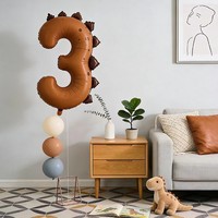 BLN Nouveau Ballon en Aluminium Hélium Noir Mat Style Dinosaure Chiffre 123 de 40 Pouces pour Fête d'Anniversaire (Vendu à l'unité)
