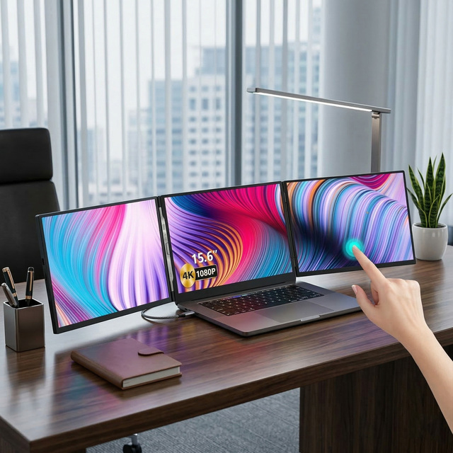 1080 14.0"  Full HD IPS DisplayPortable Triple Monitor  Laptop Screen Extender for Laptop