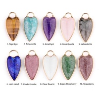 Offre Spéciale : Pendentif Cœur en Améthyste Naturelle avec Monture Dorée, Pierre de Guérison en Cristal, Breloque Œil de Tigre pour Accessoires de Boucles d'Oreilles et Colliers DIY