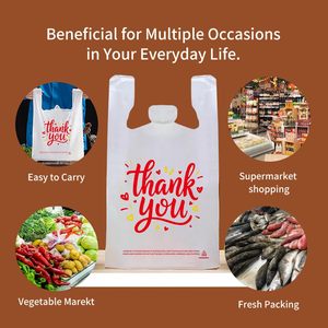 Thank You <b>Bags</b> 50-Pack Large <b>White</b> Plastic With Handles For Grocery Shopping <b>Small</b> Business - Product Image 5