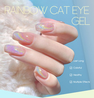 Vernis Gel UV Effet Œil de Chat Multicolore Rouge et Blanc, Échantillon Gratuit, USA, Gel UV Arc-en-ciel, Écologique, Usine OEM Guangdong, Nail Art
