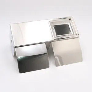 Accessori per Bagno d'Hotel, Portarotolo Doppio da Parete in Acciaio Inox SUS304 con Vassoio <span class=keywords><strong>e</strong></span> Coperchio - Product Image 5