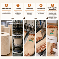 Chaussettes antidérapantes à motif cœur brodé personnalisé, en coton peigné tricoté de qualité supérieure, confortables pour le Pilates et le yoga