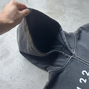 Personnalisé poids lourd délavé à l'acide Boxy sweat à capuche court pour hommes surdimensionné polaire vierge pull en détresse Streetwear fermeture éclair col à capuche - Product Image 1