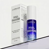 Flacon pompe airless de luxe 2-en-1 à double chambre, 30 ml, en PETG marron, pour sérum de soin et mélange de poudre lyophilisée
