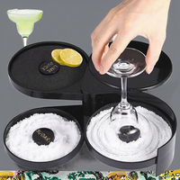 Accessoires de bar en plastique noir à 3 niveaux Rimmer de verre et Rimmer de sucre/sel pour barmen Drinkware Essentials