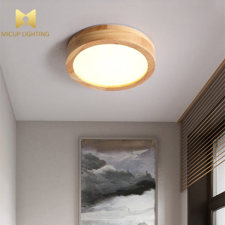 Japanese Wabi Sabi Round Wooden Ceiling Light For Corridor Aisle Nordic Modern LED Ceiling Lamp For Living Room Bedroom