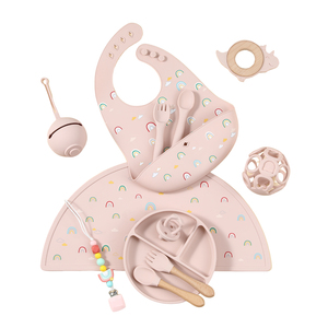 Set di Stoviglie per Bambini in Silicone Alimentare: Piatto con Ventosa, Ciotola, Cucchiaio, Forchetta, Bavaglino e Tovaglietta - Product Image 1