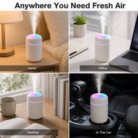Nouvel humidificateur ultrasonique mini USB de 300 ml avec lumières colorées pour la maison, la voiture et l'aromathérapie domestique