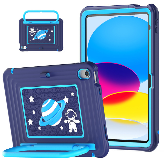Silicone Bumper Tablet Cover Built in Handle Shoulder Strap Kids case for iPad 10th/A16/Air 4/Air 5/Pro 11 Inch/Mini 6th/A17 Pro
