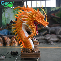 Dragon animatronique volant hautement réaliste, modèle de dragon chinois fait à la main pour aire de jeux, capable d'émettre de la fumée
