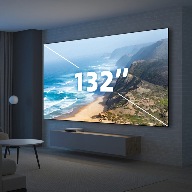 NP 132" Seamless Lenticular Screen Projectors Hd 4k Theater Projector Screen Pro Cbsp Black Grid Alr Screen