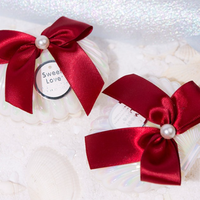 Nouvelle coquille boîtes de mariage fête d'anniversaire boîte Surprise Bracelet bague bijoux boucles d'oreilles arc avec petites perles demi-cercle