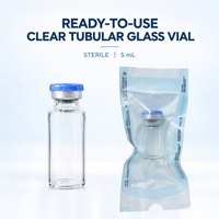 Flacon stérile en verre tubulaire transparent de 5 ml et 10 ml avec col serti et capuchon en aluminium pour distribution de liquides, fabrication OEM
