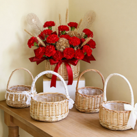 Panier à fleurs en saule tressé à la main, panier portable pour arrangements floraux, panier cadeau en saule pour les festivals