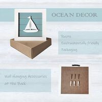 Décoration Murale Nautique en Bois Rustique – Ensemble de 3 Plaques de Plage Sculptées et Gravées – Décor Mural Carré Écologique pour la Maison