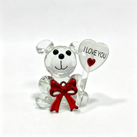 Figurine d'ours en cristal, cadeau de collection pour femme, statue d'ours gravée à la main, décoration de table pour mariage et fête, bleu et rouge