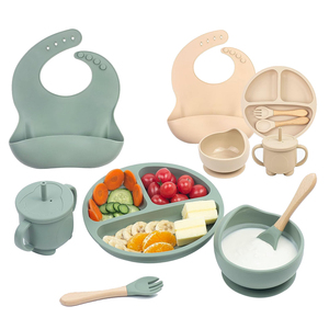 Juego de cuchara de babero de silicona de grado alimenticio para niños Juego de <span class=keywords><strong>vajilla</strong></span> de alimentación de bebé de silicona Unistils para niños - Product Image 5
