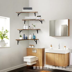 Wooden Corner Floating <b>Shelf</b> 4 Layers <b>Wall</b> <b>Mounted</b> Irregular Shape Multipurpose Storage Rack - Product Image 3