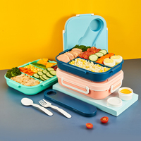 Boîtes à lunch Bento en PP, 5 couches, grande capacité moderne de 1,4 L, sans BPA, étanches, réutilisables, contenants alimentaires écologiques pour