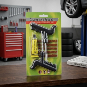 Kit completo de reparación de neumáticos para automóvil, caja de plástico, juego de herramientas para tapar <span class=keywords><strong>pinchazos</strong></span> en neumáticos de camioneta, SUV, motocicleta, reparación de <span class=keywords><strong>pinchazos</strong></span> en neumáticos sin cámara. - Product Image 3