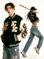 Veste de baseball unisexe surdimensionnée avec logo personnalisé, vente en gros